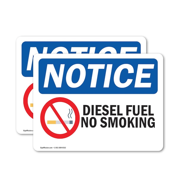 Signmission Diesel Fuel No Smoking OSHA Notice Sign, Vinyl Decal, 7in W x 5in L, 2PK OS-2PACK-NS-D-57-L-15406 - main